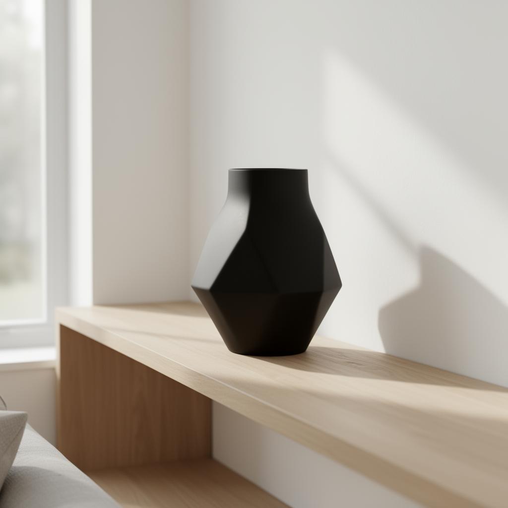 Minimalistische Vase – Matt Schwarz